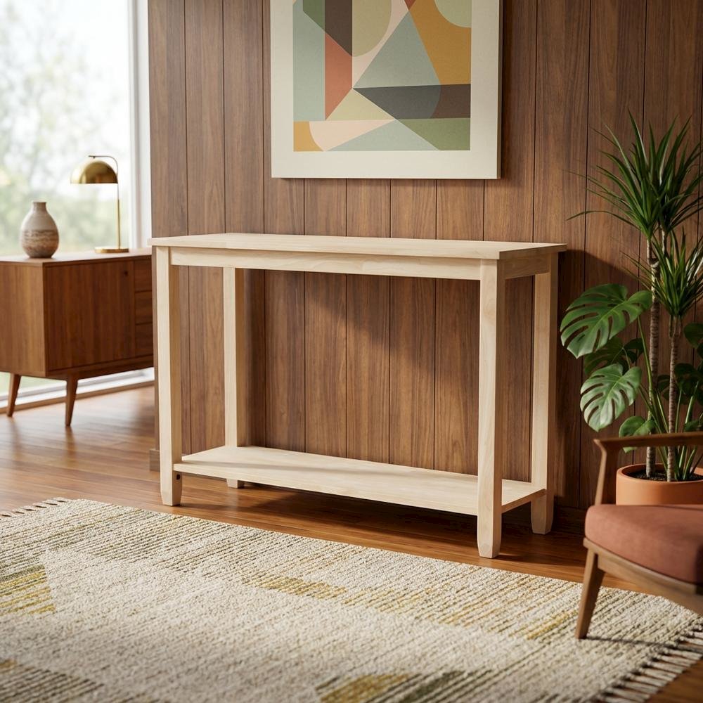 Unfinished Console Table with Sleek Modern Design for Living Room or Entryway