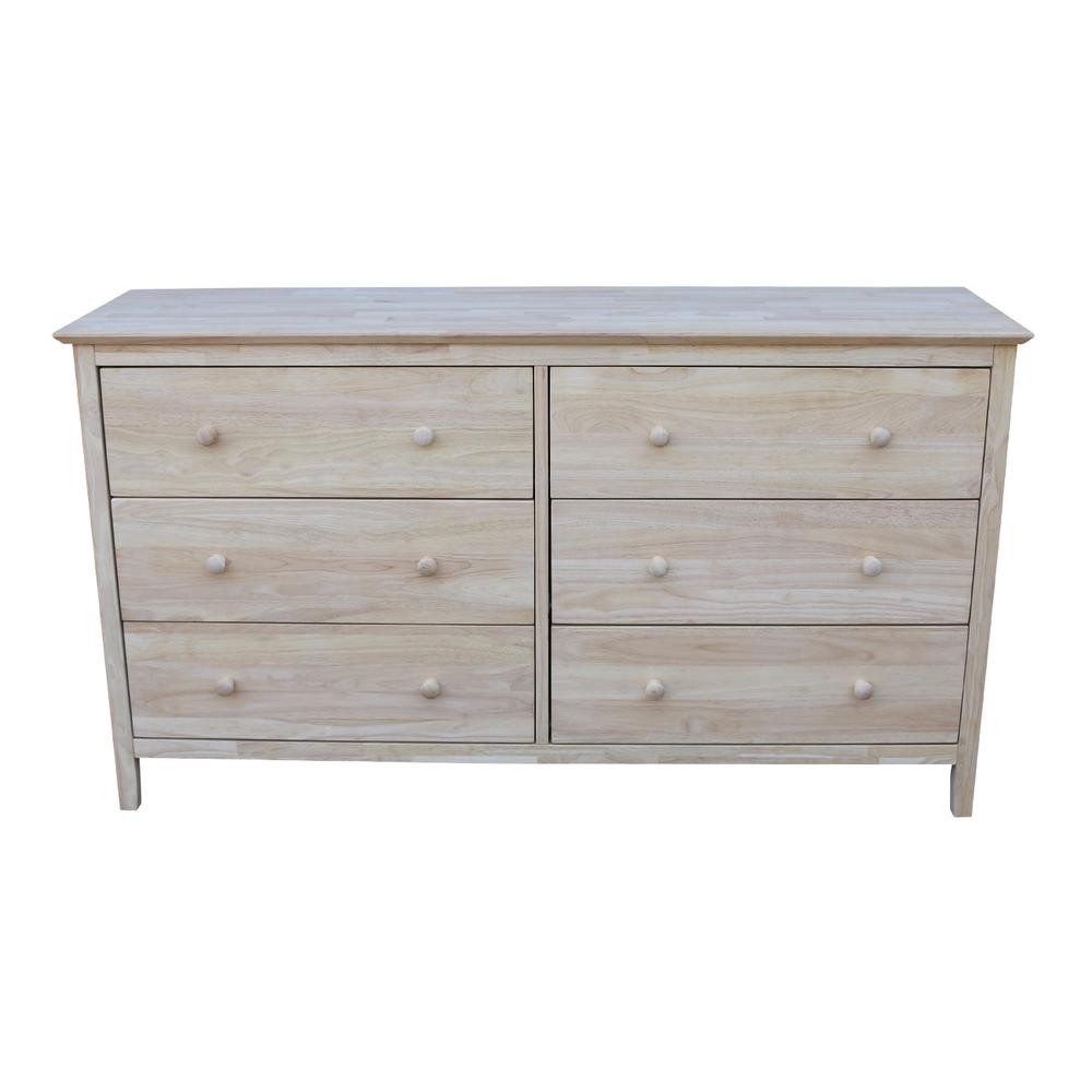Dresser With 6 Drawers, Unfinished