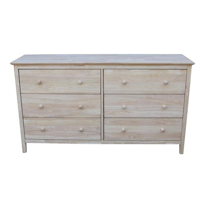 Dresser With 6 Drawers, Unfinished