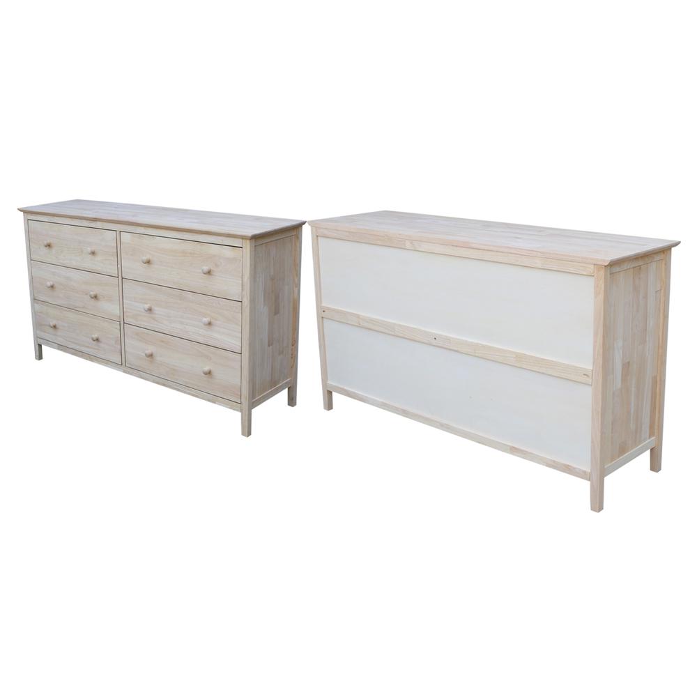 Dresser With 6 Drawers, Unfinished