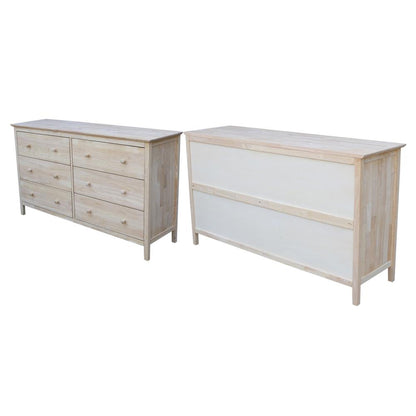 Dresser With 6 Drawers, Unfinished