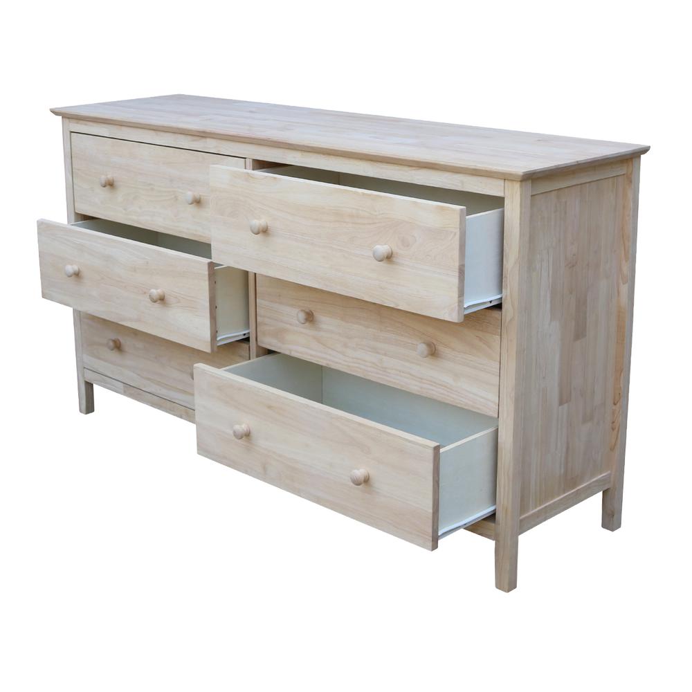 Dresser With 6 Drawers, Unfinished