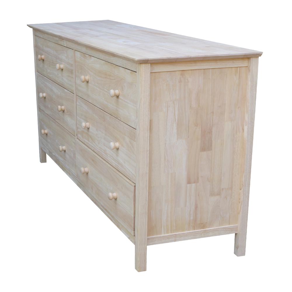 Dresser With 6 Drawers, Unfinished