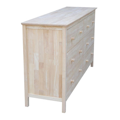 Dresser With 6 Drawers, Unfinished