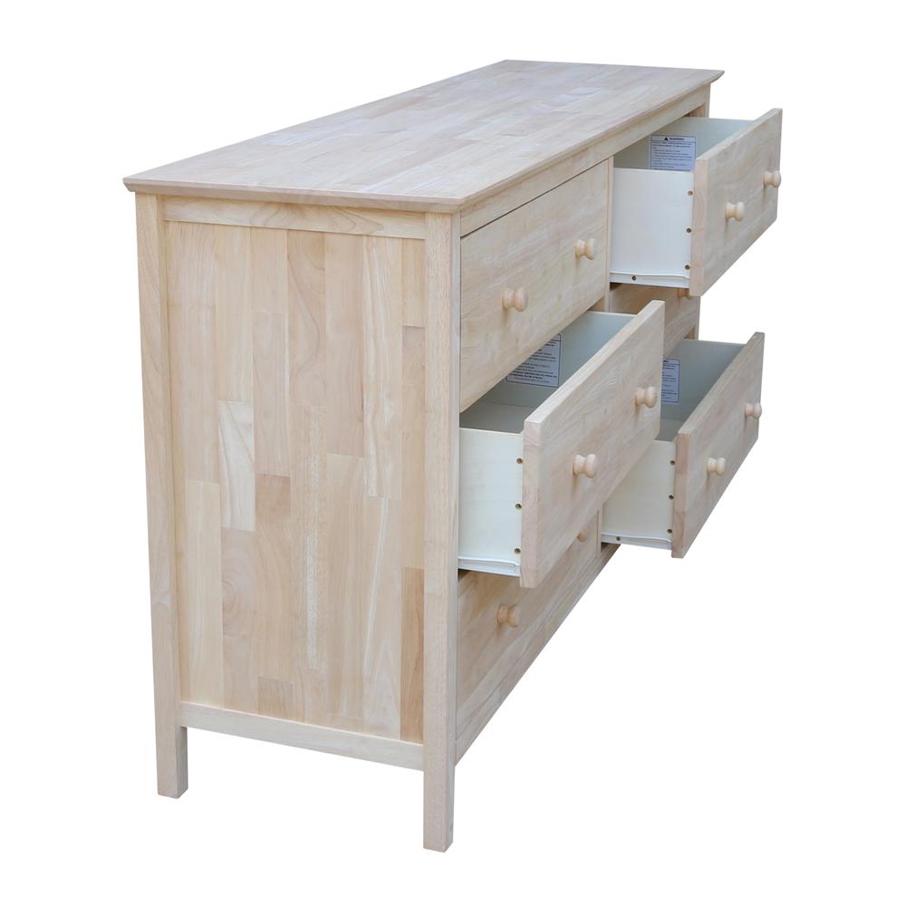 Dresser With 6 Drawers, Unfinished