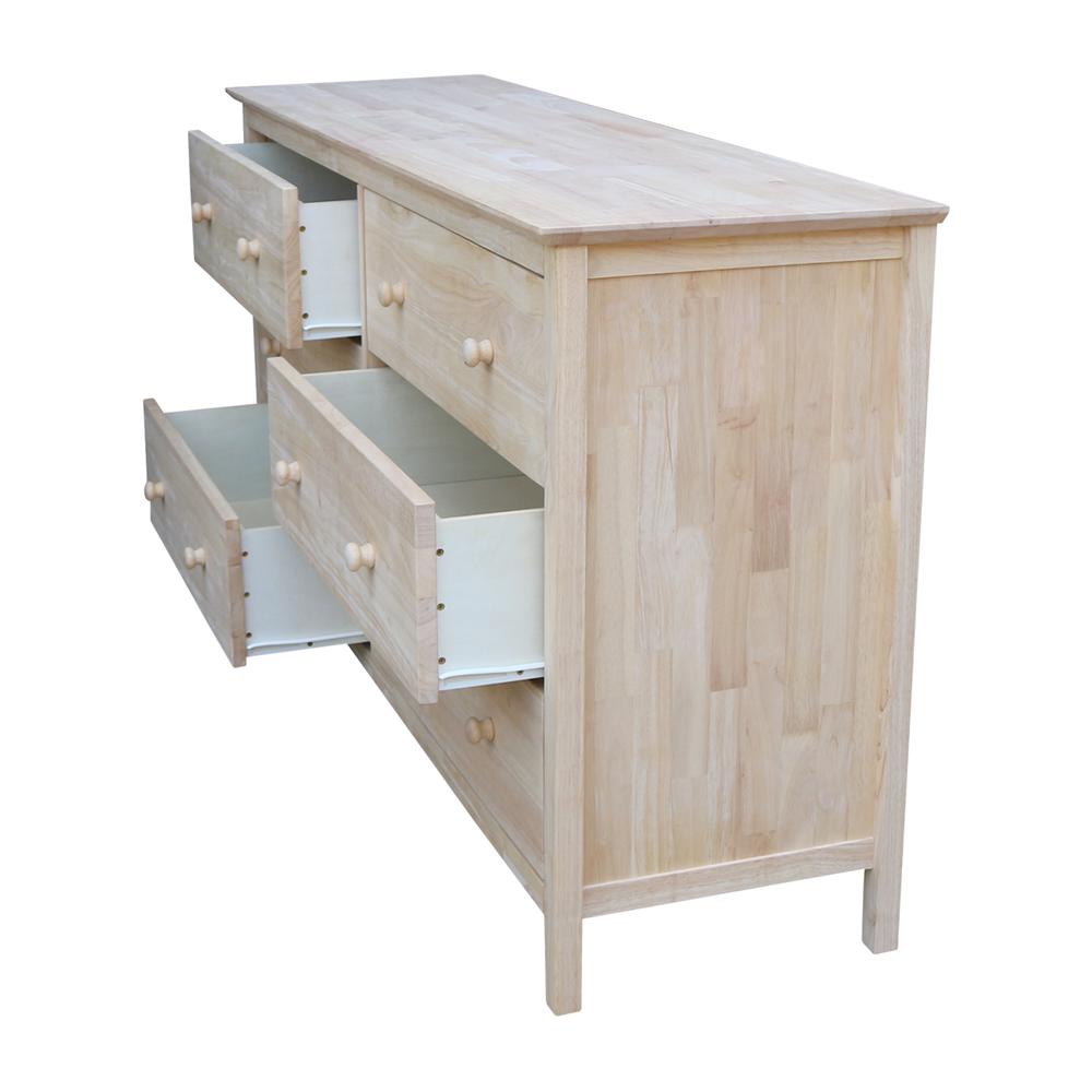 Dresser With 6 Drawers, Unfinished