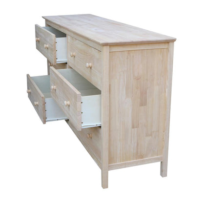 Dresser With 6 Drawers, Unfinished