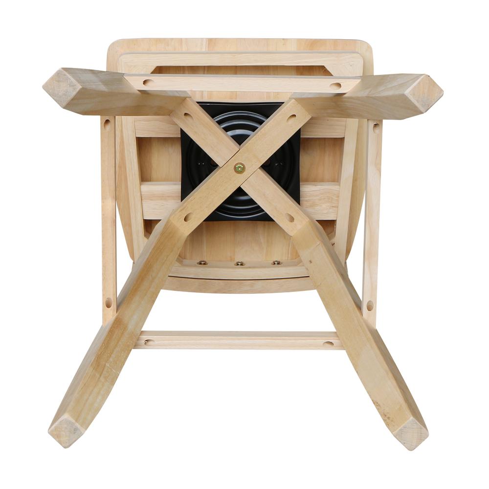 Double "X" Back Bar height Stool - With Swivel And Auto Return - 30" Seat Height , Unfinished