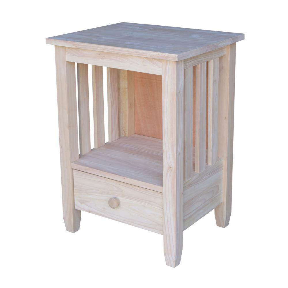 Mission Tall End Table Includes Drawer , Unfinished