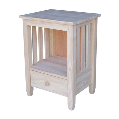 Mission Tall End Table Includes Drawer , Unfinished