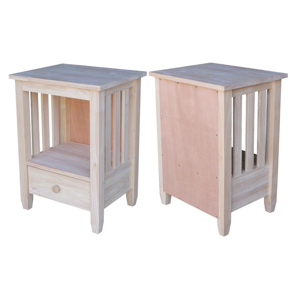 Mission Tall End Table Includes Drawer , Unfinished