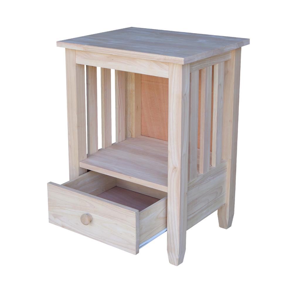 Mission Tall End Table Includes Drawer , Unfinished