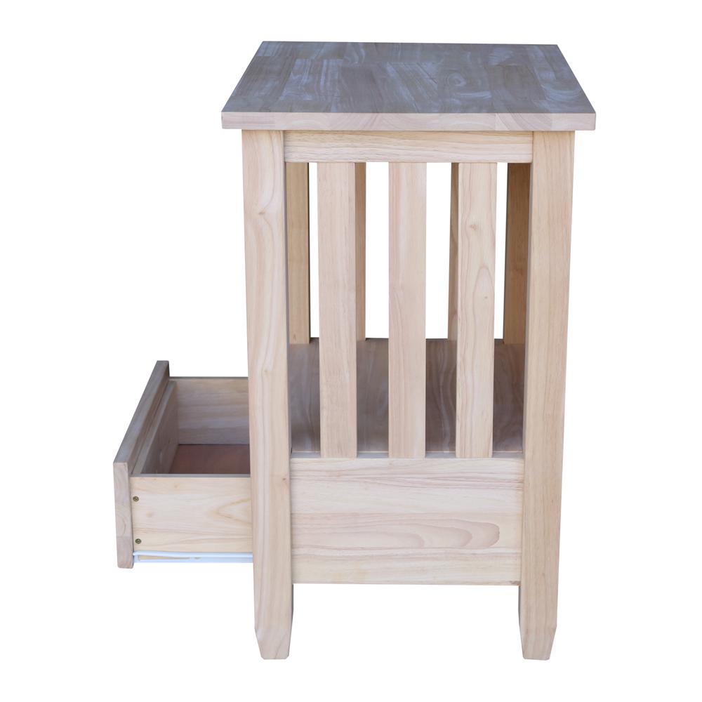 Mission Tall End Table Includes Drawer , Unfinished