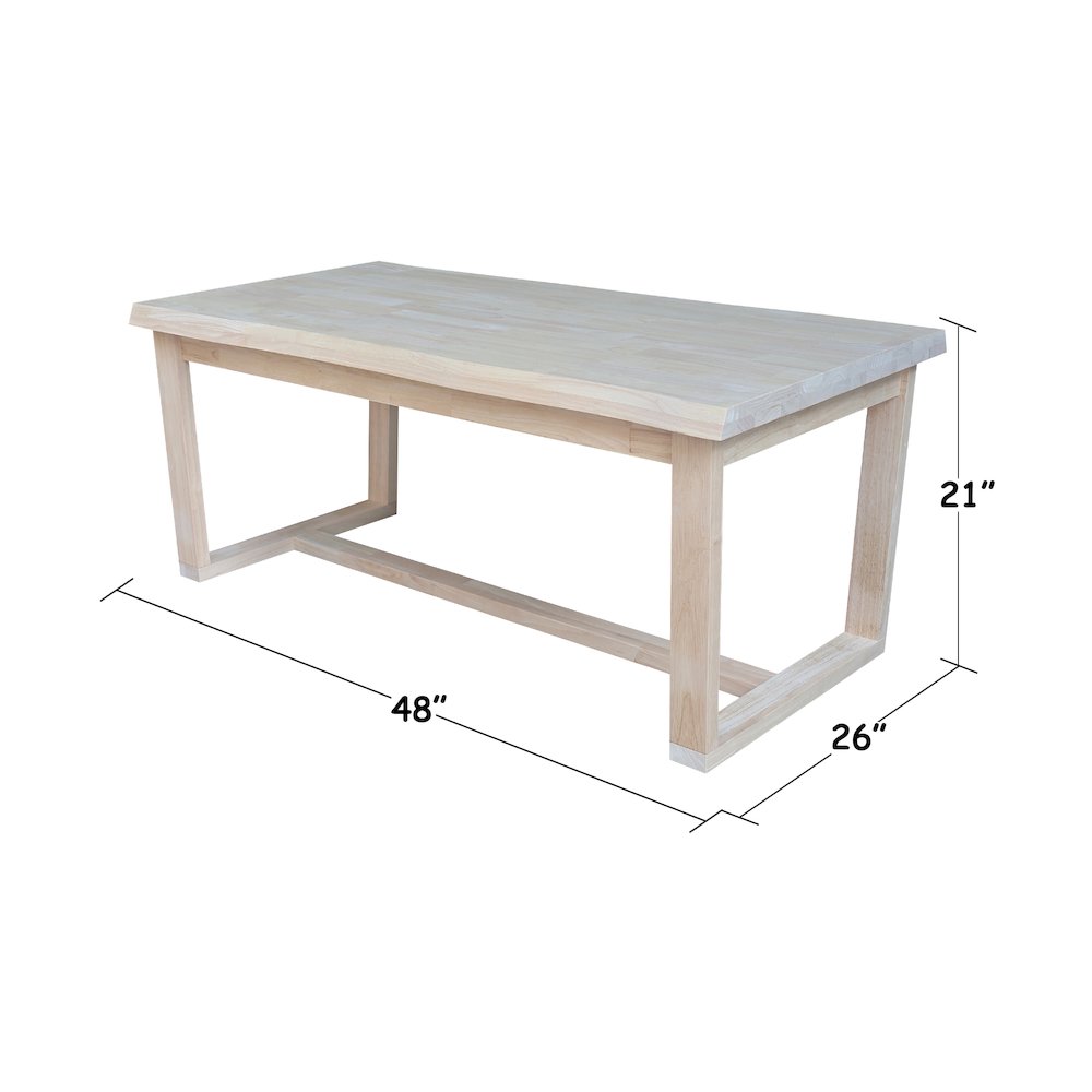 Live Edge Solid Wood Coffee Table, Unfinished
