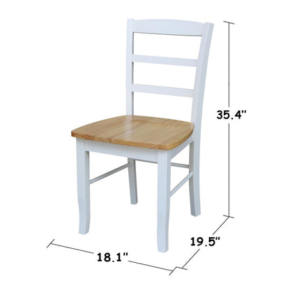 Set of Two Madrid Ladderback Chairs, White / Natural