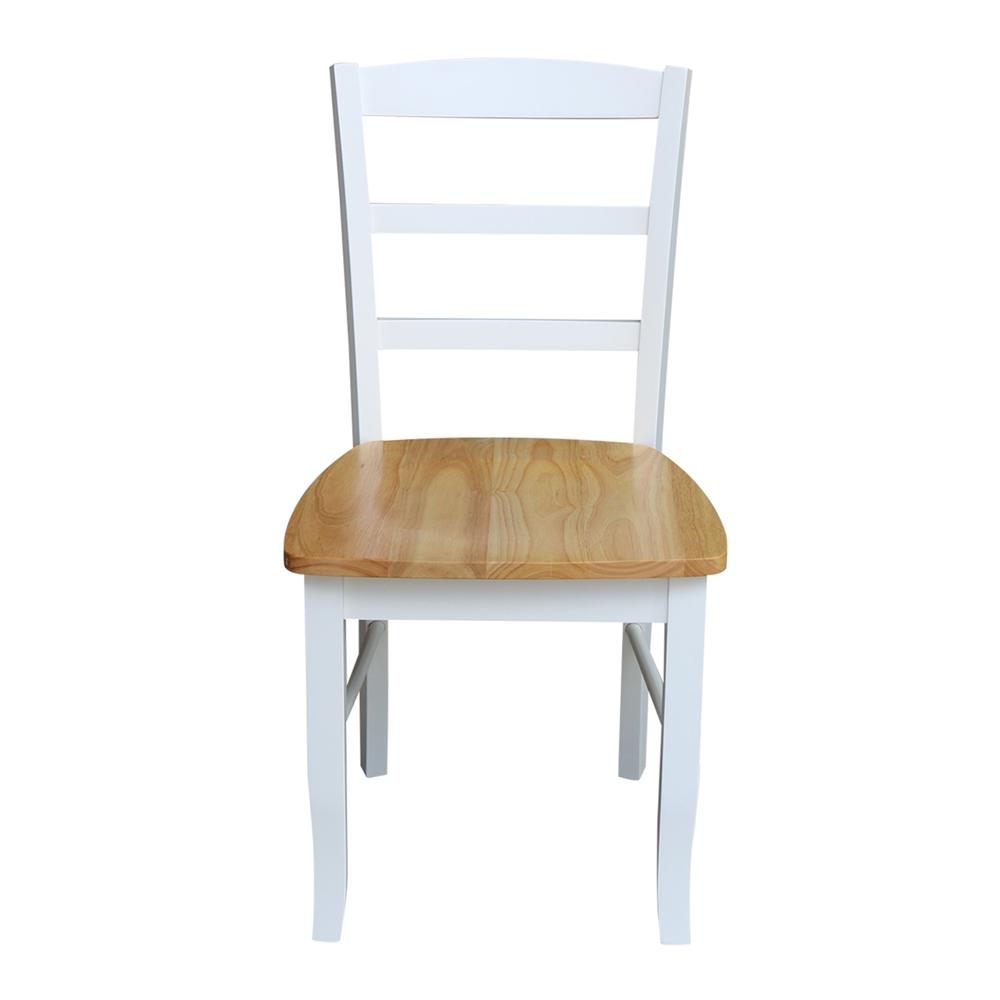 Set of Two Madrid Ladderback Chairs, White / Natural