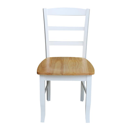 Set of Two Madrid Ladderback Chairs, White / Natural
