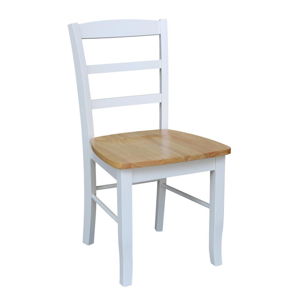 Set of Two Madrid Ladderback Chairs, White / Natural