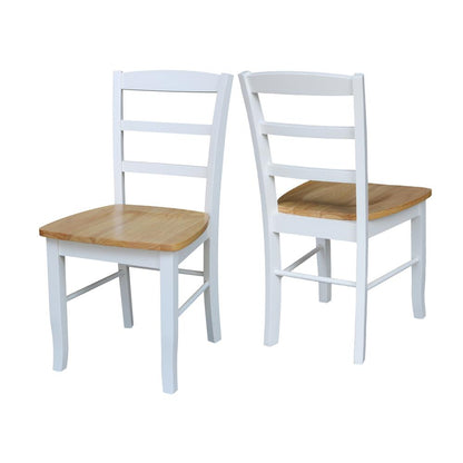 Set of Two Madrid Ladderback Chairs, White / Natural