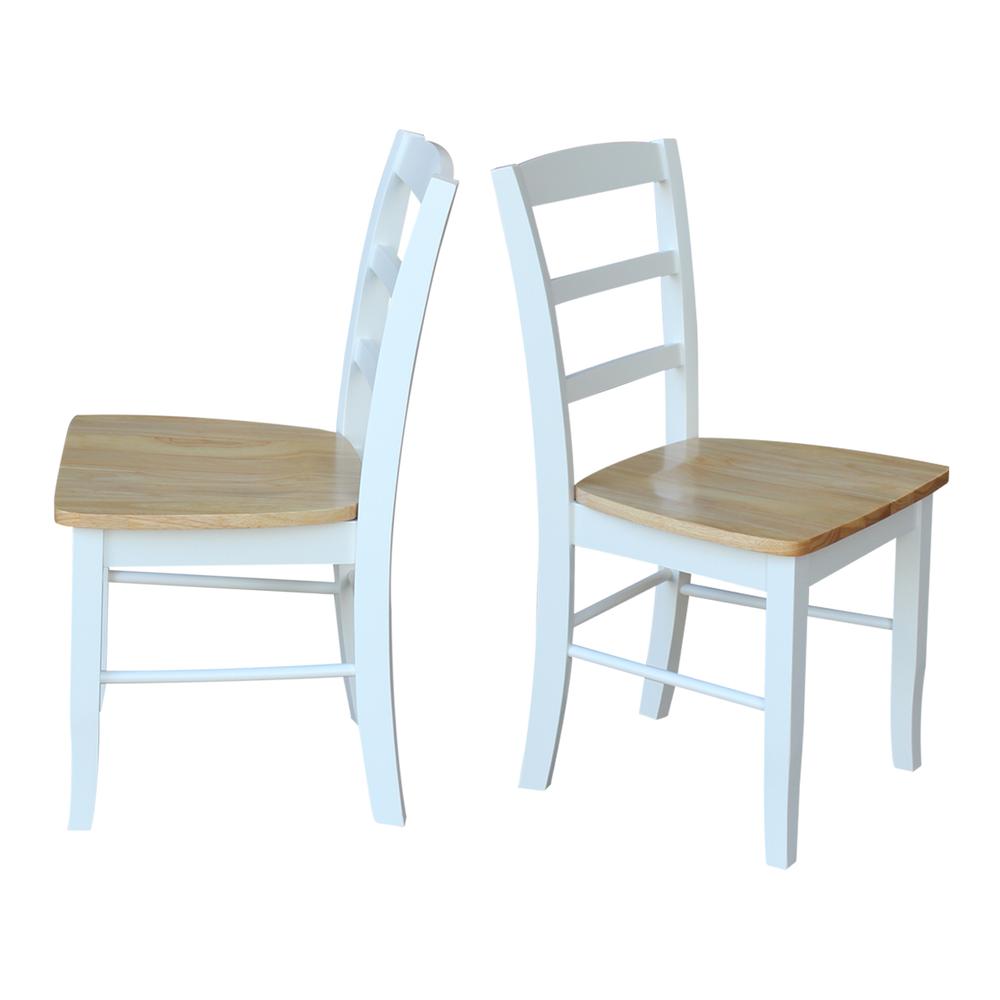 Set of Two Madrid Ladderback Chairs, White / Natural