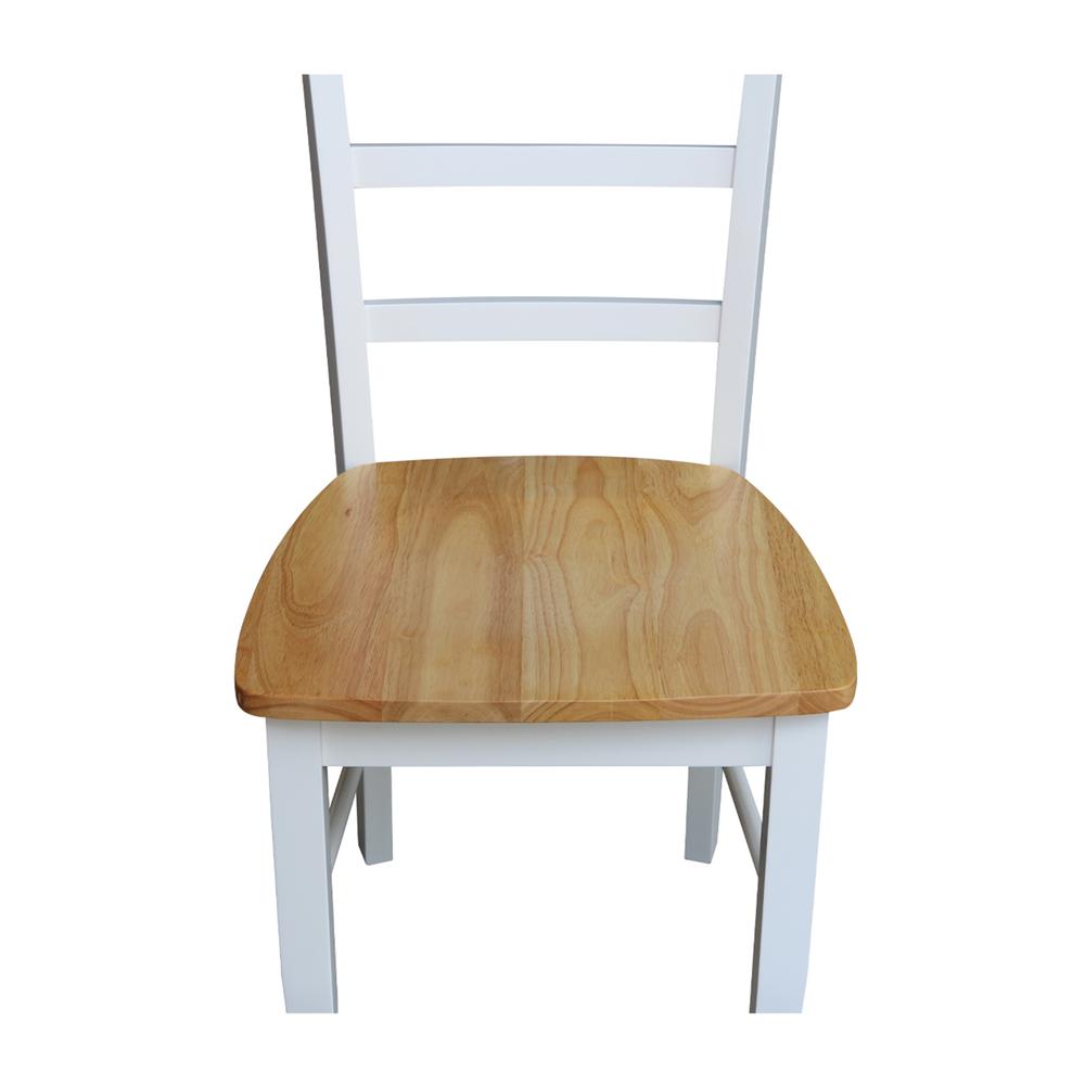 Set of Two Madrid Ladderback Chairs, White / Natural