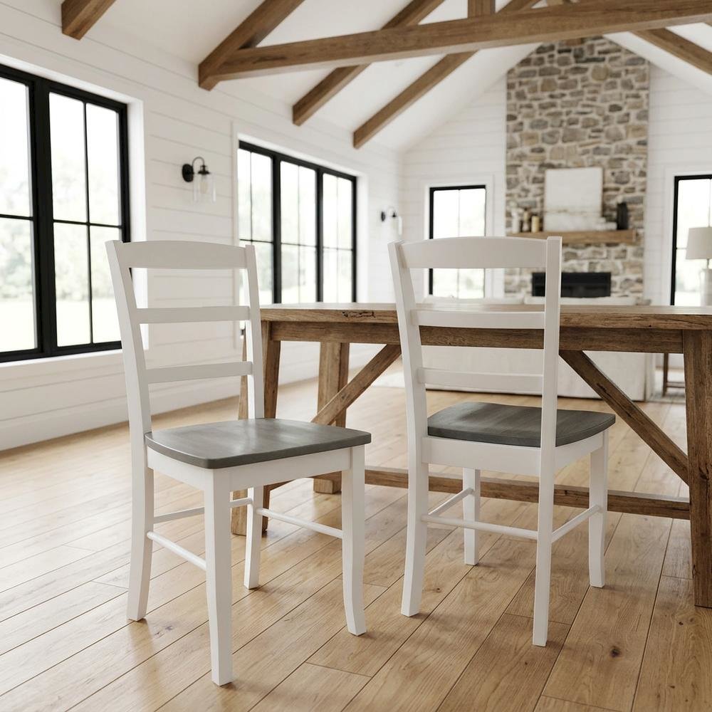 Solid Wood Ladderback Dining Chairs for Kitchen and Dining Room, Set of 2