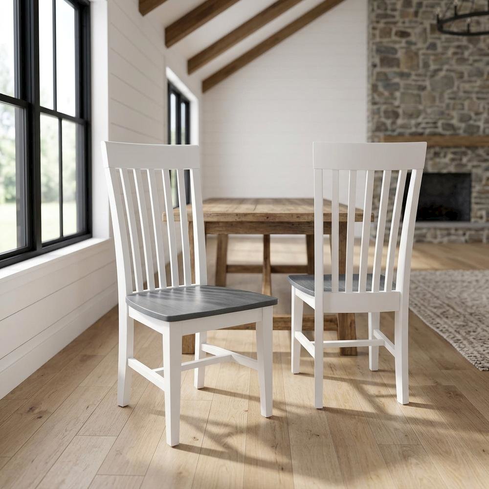 Solid Wood Dining Chairs with Tall Mission-Style Back for Kitchen Table