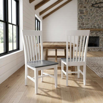 Solid Wood Dining Chairs with Tall Mission-Style Back for Kitchen Table