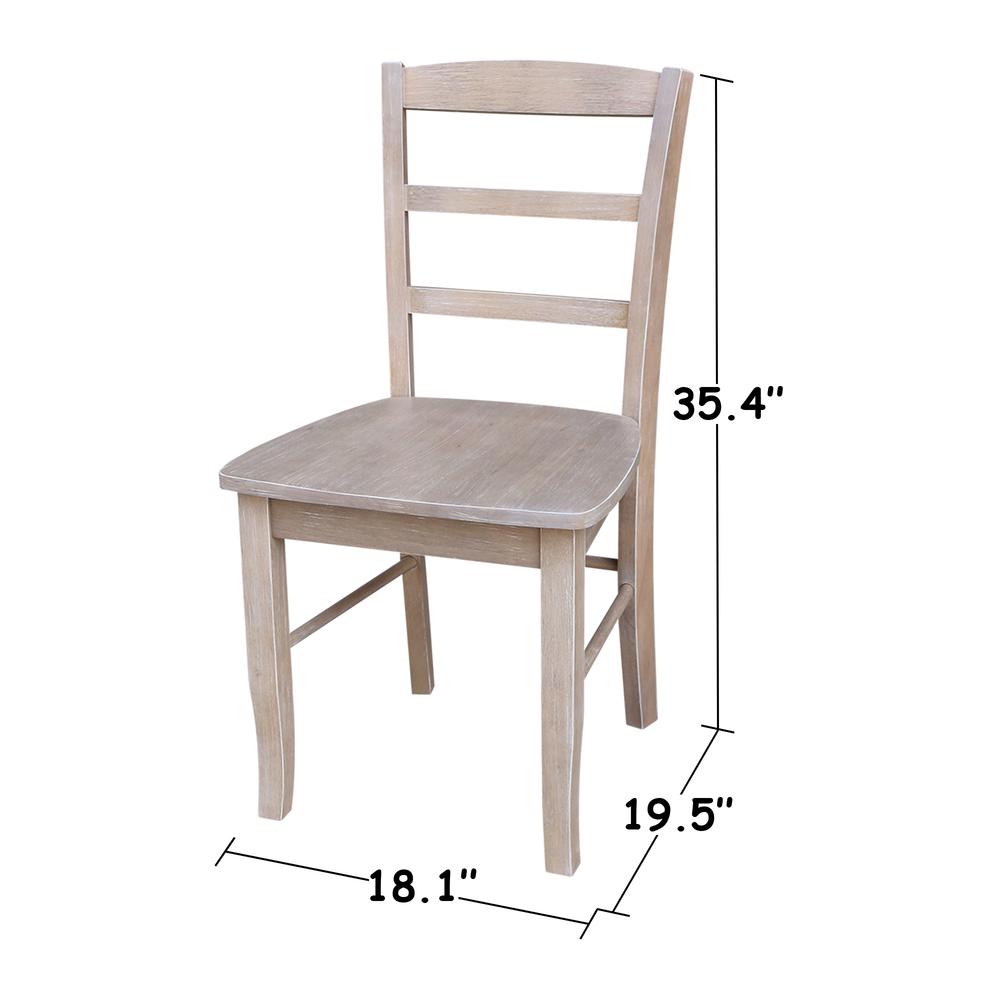 Set of Two Madrid Ladderback Chairs, Washed Gray Taupe