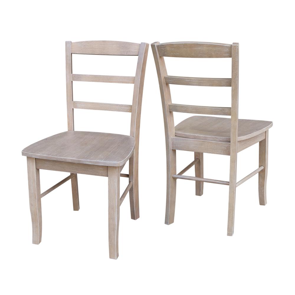 Set of Two Madrid Ladderback Chairs, Washed Gray Taupe