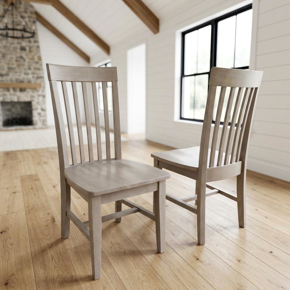Hardwood Mission Dining Chairs with Washed Finish, Set of Two for Dining Room