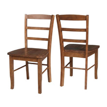 Distressed-Finish Solid Wood Ladderback Farmhouse Dining Chairs, Set of 2