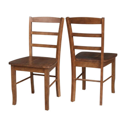 Distressed-Finish Solid Wood Ladderback Farmhouse Dining Chairs, Set of 2