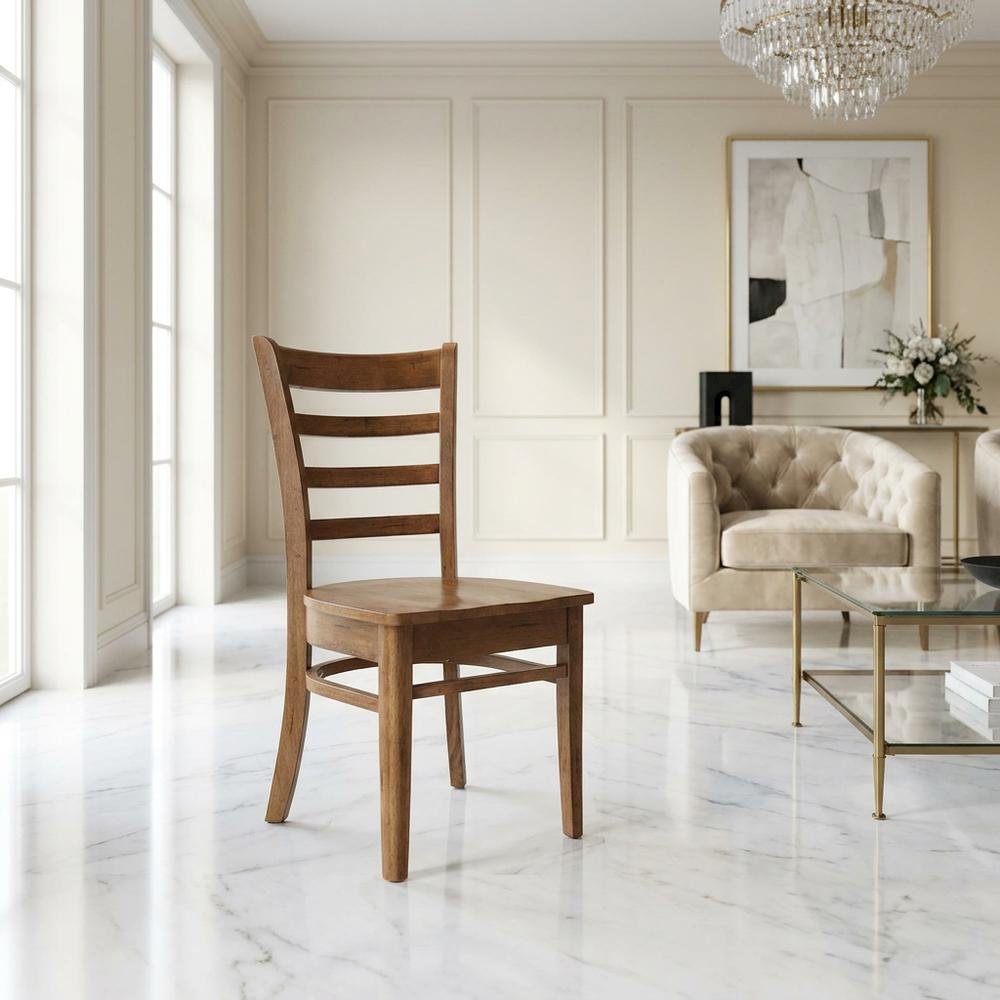 Solid Hardwood Side Chair with Distressed Finish for Dining Room