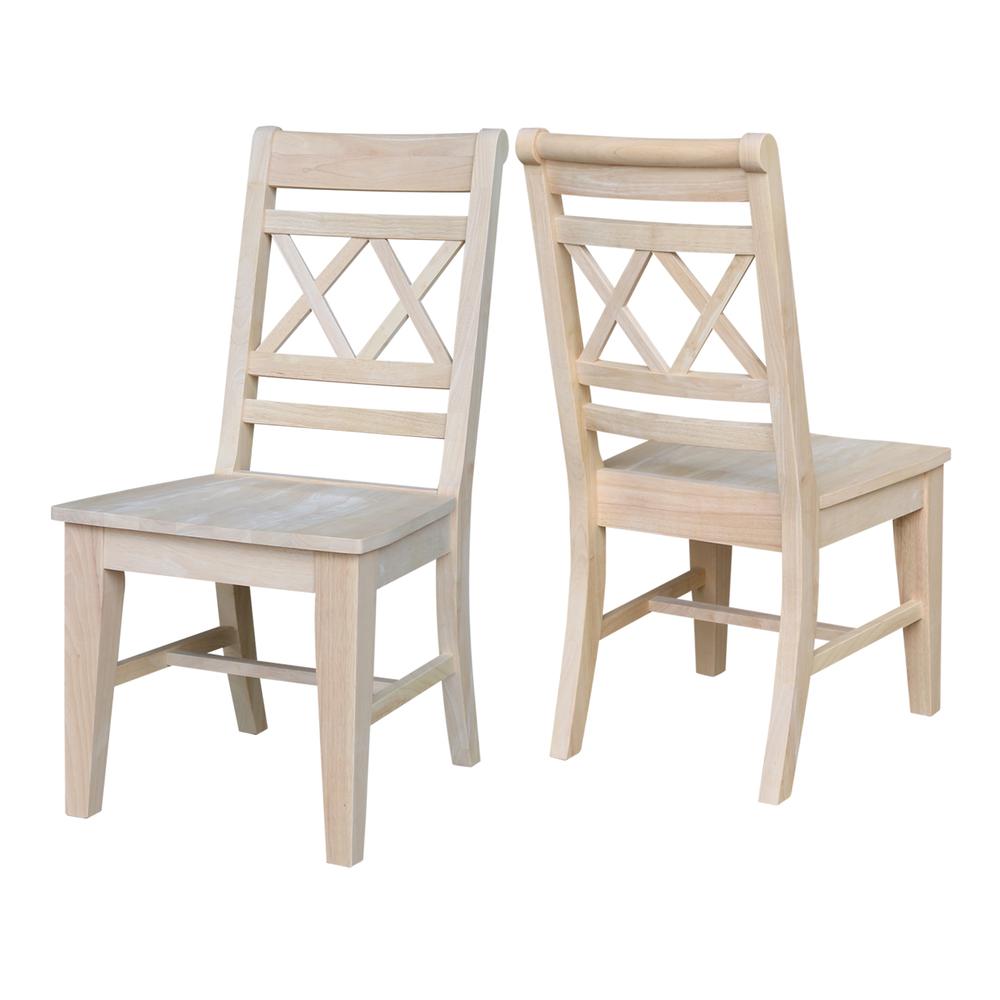Canyon Collection Set of Two Double X- Back Chairs, Unfinished
