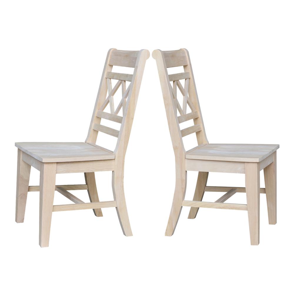 Canyon Collection Set of Two Double X- Back Chairs, Unfinished