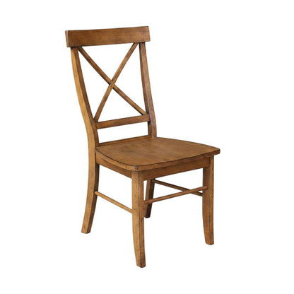 Solid Hardwood X-Back Dining Chair with Contoured Wood Seat for Dining Room