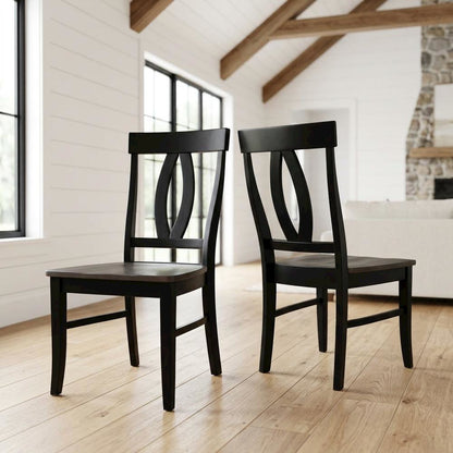 Solid Wood Dining Chairs with Washed Finish for Dining Room, Set of 2