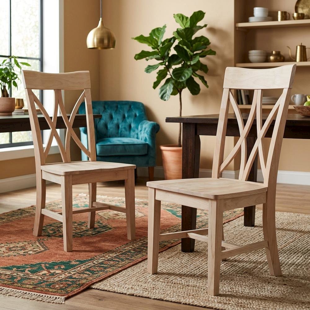 Parawood Traditional Wooden Dining Chairs for Kitchen Table, Unfinished