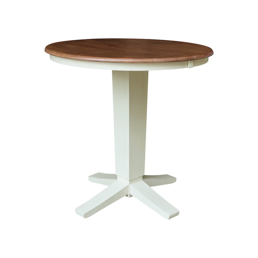 36" Solid Wood Round Extension Dining Table with 2 Counter Height Stools