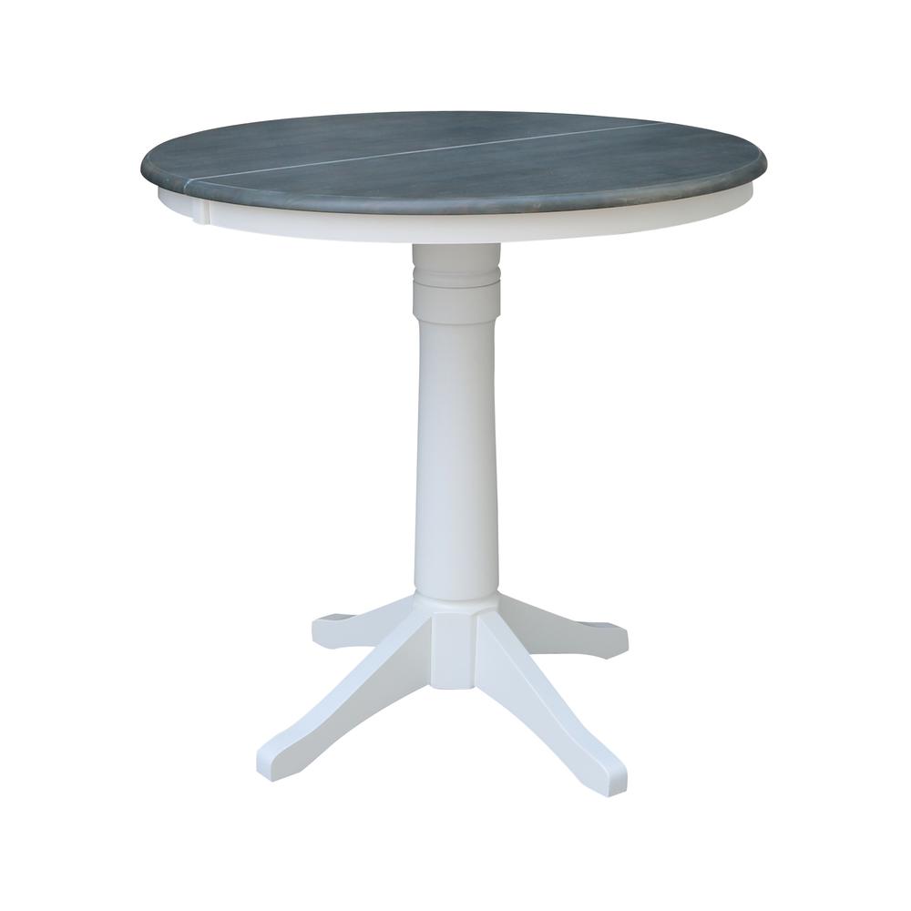 36" Round Extension Dining Table With 2 Emily Counter Height Stools