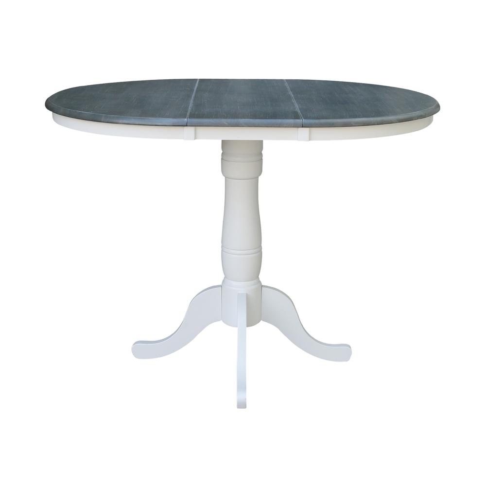 36" Round Extension Dining Table With 4 San Remo Counter Height Stools - Set of 5