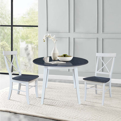 Set of 3 pcs - 42" Round Dual Drop Leaf Table with 2 RTA chairs