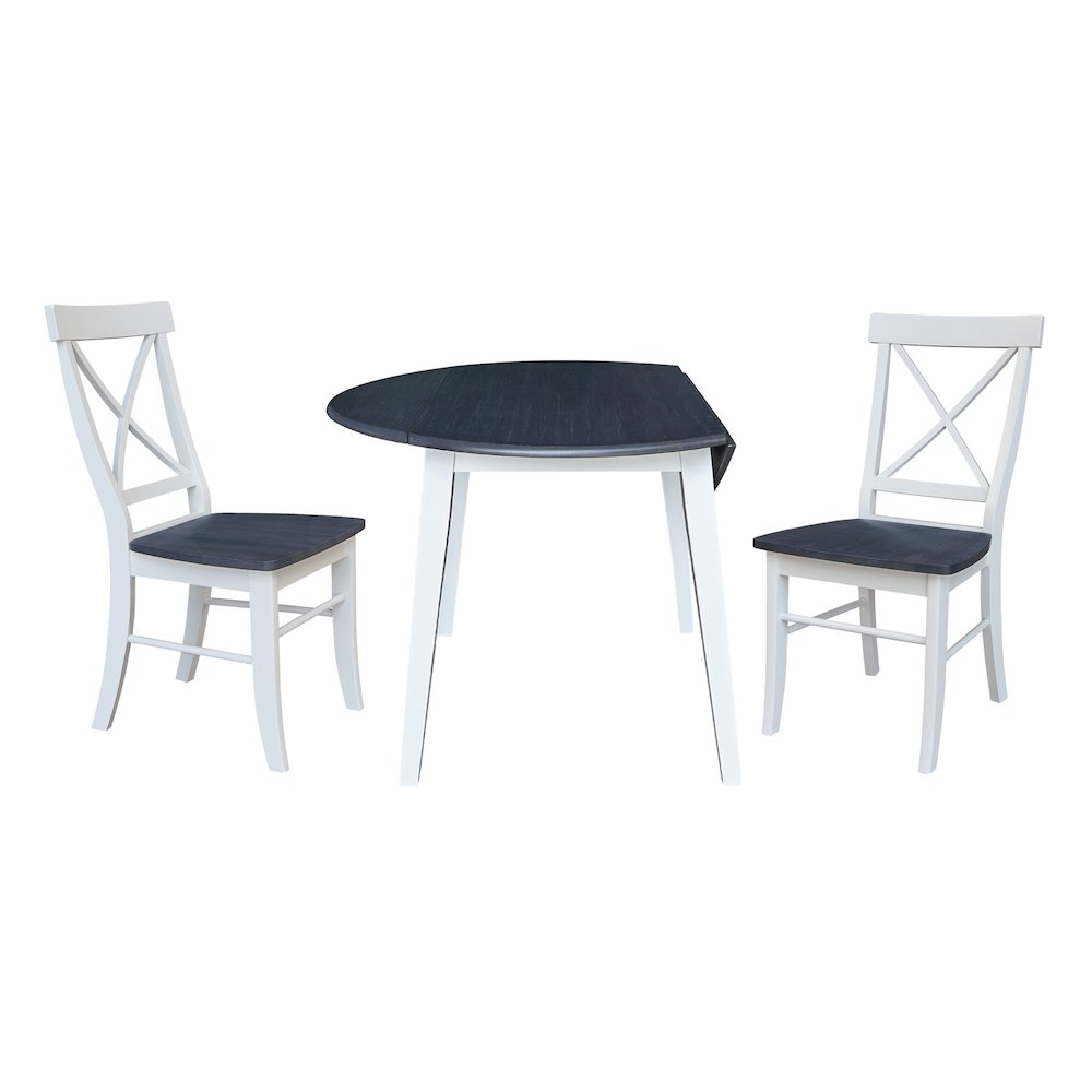 Set of 3 pcs - 42" Round Dual Drop Leaf Table with 2 RTA chairs