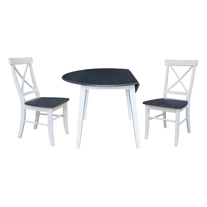 Set of 3 pcs - 42" Round Dual Drop Leaf Table with 2 RTA chairs