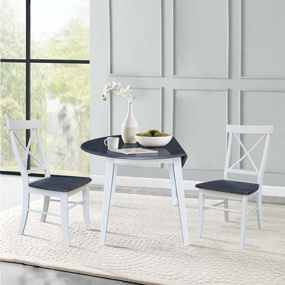Set of 3 pcs - 42" Round Dual Drop Leaf Table with 2 RTA chairs