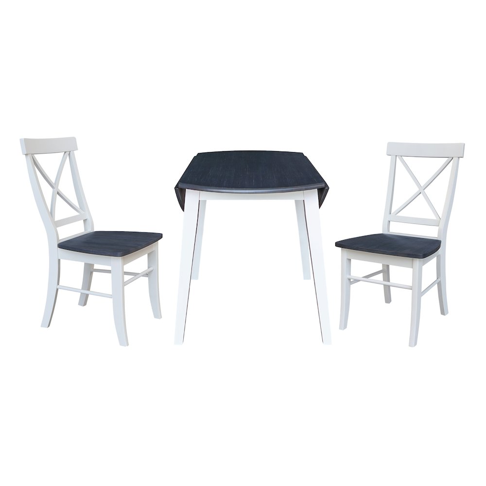 Set of 3 pcs - 42" Round Dual Drop Leaf Table with 2 RTA chairs