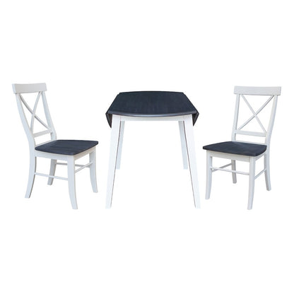 Set of 3 pcs - 42" Round Dual Drop Leaf Table with 2 RTA chairs