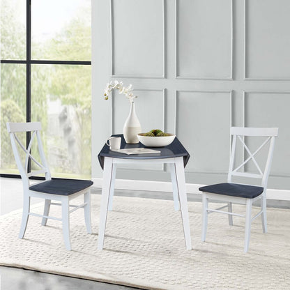 Set of 3 pcs - 42" Round Dual Drop Leaf Table with 2 RTA chairs