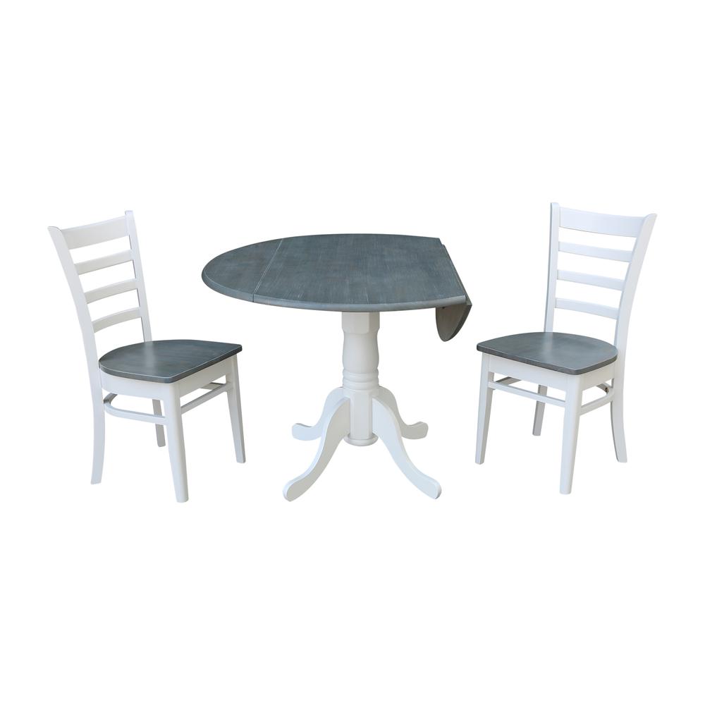 42" Dual Drop Leaf Table with 2 Emily Side Chairs -Set of 3 Pieces